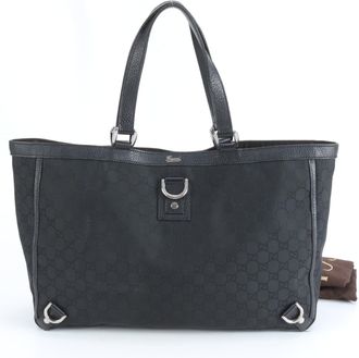 Gucci Black Nylon Leather Tote Bag (Pre-Owned)
