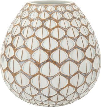 Dmora Vaso, Color Estructura Blanco, Di&aacute;metro 10.5 Cm, Tono Crema, Beige - Bareti