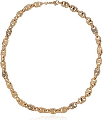 Tory Burch Ketting met Glinsterende Kristallen - Dames - Kettingen - Geel - ONE Size - Leer - Accessoires