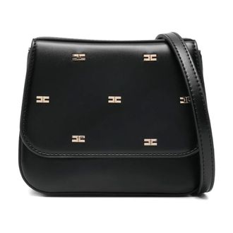 Elisabetta Franchi Cross Body Bags, female, Black, Size: ONE SIZE La Mia Bambina Logo-Embellished Mini Crossbody Bag