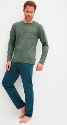 CALIDA Schlafanzug CALIDA Relax Imprint 1, Damen, Gr. XXL (58/60), laurel gr&uuml;n, Single Jersey, Obermaterial: 100% Baumwolle, relaxed fit lang, Rundhals, Home