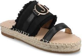 Journee Collection Keelee Espadrille Slide Sandal in Black at Nordstrom Rack, Size 12