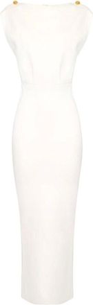 Elisabetta Franchi Gowns, female, White, Size: XS Slim-fit Straight-line Evening Dress