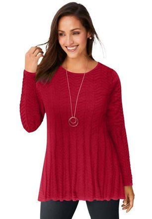 Jessica London Chevron Fit & Flare Sweater in Classic Red at Nordstrom, Size 20