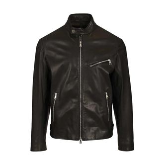 Tagliatore Lamsleren Bikerjack - Heren - Leren en Su&egrave;de Jassen - Zwart - XL - Leer - Jassen