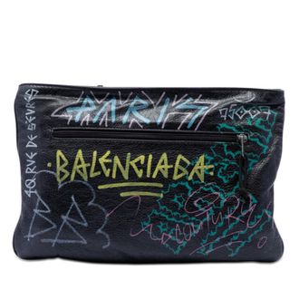 Balenciaga Pre-owned Balenciaga Lambskin Graffiti Explorer Clutch Ladies 98F23EMKUV7LST88