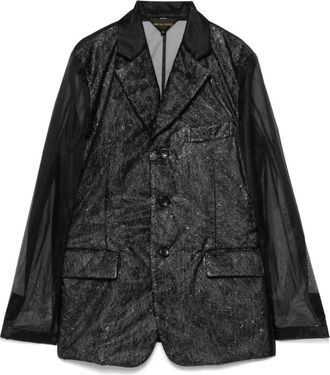 Comme Des Gar&ccedil;ons Zwarte Jas met Knopen en Transparante Panelen - Dames - Blazers - Zwart - M - Leer - Jassen