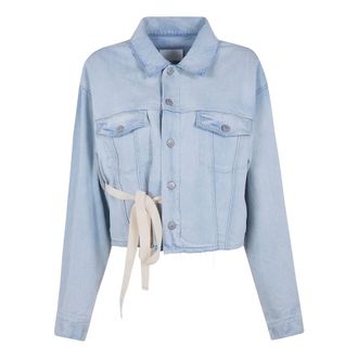 Maison Margiela Denim Jackets, female, Blue, Size: 2XS Cropped Denim Jacket
