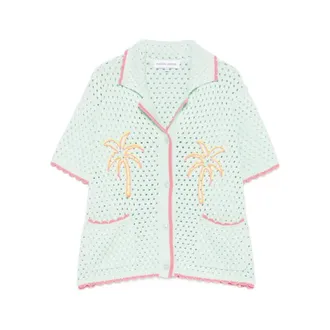 Maison Labiche Cardigans, female, Green, Size: XS/S Crochet Knit Cardigan
