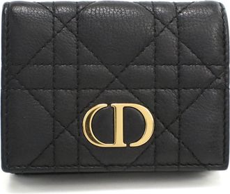 Dior Black Leather Wallet (Tri-Fold) (Pre-Owned)