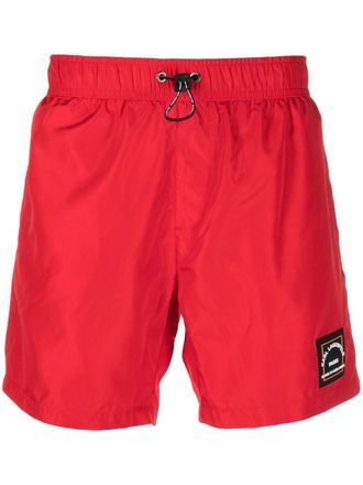 Karl Lagerfeld logo-patch drawstring-waist swim shorts - men - Polyester/Spandex/Elastane/Polyamide - S - Red