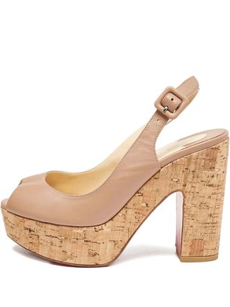 Christian Louboutin 120mm cork platform sandals - women - Leather/Leather/Leather - 36 - Neutrals