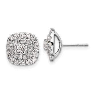 Diamond2Deal 14K White Gold 1 1/2 ct Lab Grown Diamond Double Halo Stud Earrings VS Clarity, G-H Color