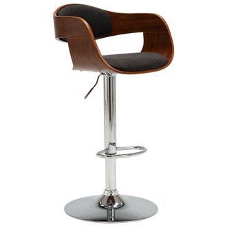 vidaXL Taburete De Cocina De Madera Curvada Y Tela Gris Vidaxl