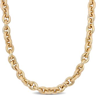 Amour 24 Inch Oval Link Necklace In Yellow Plated Sterling Silver