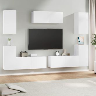 vidaXL Set De Muebles Para Tv 7 Piezas Madera Contrachapada Blanco Vidaxl