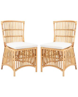 Safavieh Set Of 2 Erika Rattan Accent Chairs With Cushions