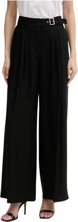 Karl Lagerfeld Wijde broek - Dames - Wijde Broeken - Zwart - XS - Leer - Broeken