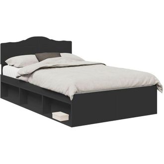 vidaXL Estructura De Cama Negro 135 X 190 Cm Madera De Pino Macizo Vidaxl