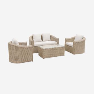 Sweeek Conjunto De Jard&iacute;n De Resina Tejida, 4 Plazas