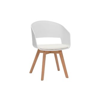 Miliboo Sedia scandinava bianco e legno chiaro PRISMA