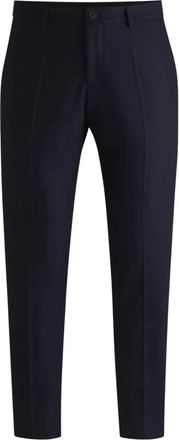 HUGO BOSS Slim Fit Stretch Flanellen Broek - Heren - Chinos - Blauw - 5XL - Wol - Broeken