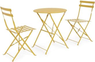 BIZZOTTO Bizzotto - Set tavolo da terrazzo con sedie salvaspazio - wissant - Colore: Giallo