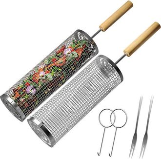 Sorbus Stainless Steel 2Pc Rolling Grilling Basket Set