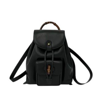 Gucci Pre-owned Bamboo Leren Rugzak - Dames - Pre-owned - Zwart - Maat: ONE Size Leer