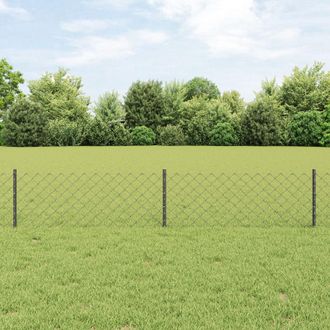 Berkfield Home Chain Link Fence with 10 U Posts Grey 0.4x10 m Steel
