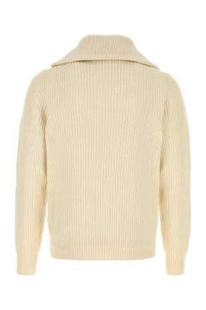 Moncler Mens Ivory Wool Sweater Cream Exterior: Virgin Maglieria