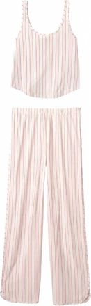 PJ Salvage Womens Feeling Loved Striped Pj Set In Ivory