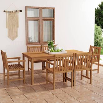 Berkfield Home 7 Piece Garden Dining Set Solid Teak Wood in Brown