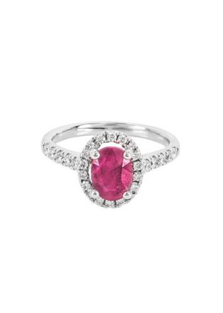 Bespoke 18kt White Gold Diamond & Ruby Ring - Size 50