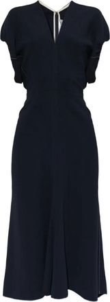 Victoria Beckham Navy Blue Draped Dress