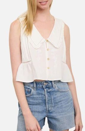 Blu Pepper Collar Sleeveless Peplum Top in Off White at Nordstrom Rack, Size Medium