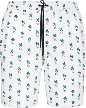 Billionaire Boys Club Beachwear Lange Broek Palmbomen - Heren - Strandmode - Wit - 2XL - Polyester - Badmode