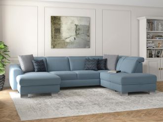 Sit&more Wohnlandschaft »Dundee U-Form« mit Federkern und Edelstahlfüssen, wahlweise mit Kopfteilverstellung