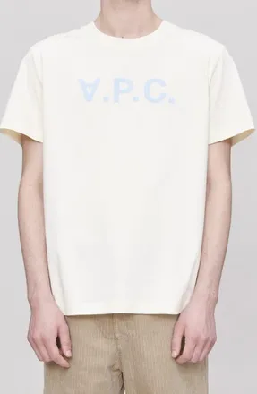 A.P.C. Grand V.P.C. Logo T-Shirt in Ecru /Blue Ciel at Nordstrom, Size Xx-Large