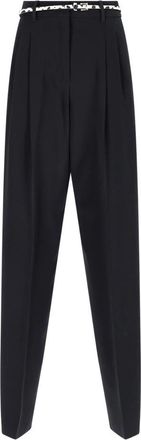 Max Mara Elegante broek met riem - Dames - Wijde Broeken - Zwart - S - Polyester - Broeken