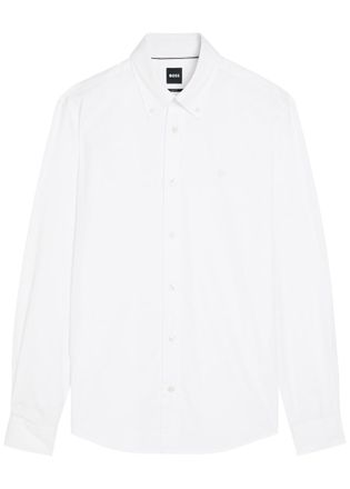 BOSS Boss Roan Logo-embroidered Cotton-poplin Shirt - White - XL