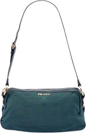 Prada Pre-owned Shoulder Bags, female, Blue, Size: ONE SIZE Pre-owned Nylon Shoulder Bag