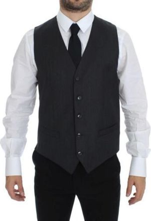 Dolce & Gabbana Wollen Formeel Gilet - Heren - Gillet - Grijs - M - Wol - Kostuums