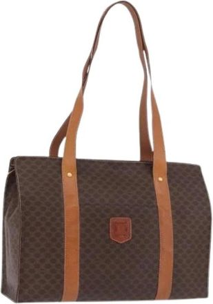 Celine Pre-owned Vintage Macadam Canvas Shoulder Bag - Dames - Vintage Shopper - Bruin - ONE Size - Leer - Vintage