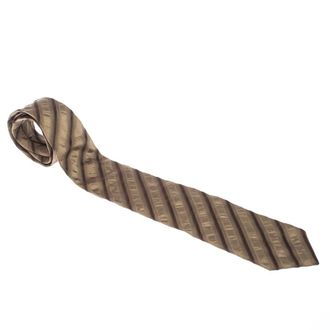 HUGO BOSS Boss By Hugo Boss Gold Monochrome Diagonal Striped Silk Tie