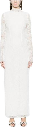 Rotate Crew-neck Lace Dress - Dames - Maxi kleedjes - Wit - S - Polyester - Kleedjes