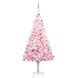 vidaXL &Aacute;rbol De Navidad Preiluminado Con Luces Y Bolas Rosa 210 Cm Vidaxl