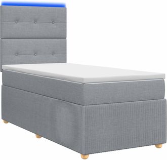 vidaXL Cama De Muelles Con Led Y Colch&oacute;n Gris Claro 90 X 190 Cm Tela Vidaxl