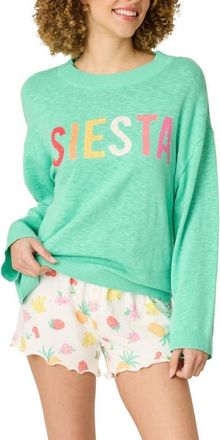 PJ Salvage Viva La Vida Crewneck Sweater in Tropic Green at Nordstrom, Size X-Large