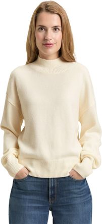 Tom Tailor Strickpullover TOM TAILOR, Damen, Gr. XXL, whisper wei&szlig;, Strick, Obermaterial: 47% Polyester, 47% Viskose, 6% Polyamid, unifarben, regular fit normal,